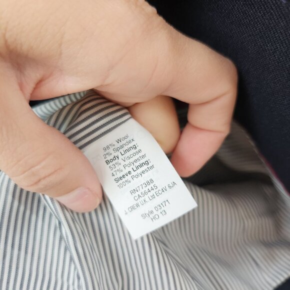 J. Crew Schoolboy Blazer Jacket Navy Blue Wool Blend Preppy Academia Women's 2 - Picture 6 of 6